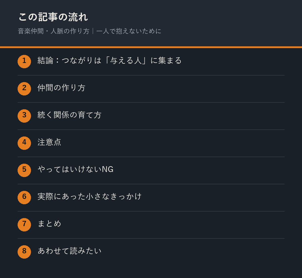 音楽仲間・人脈の作り方|一人で抱えないためにの記事の流れを解説した図解