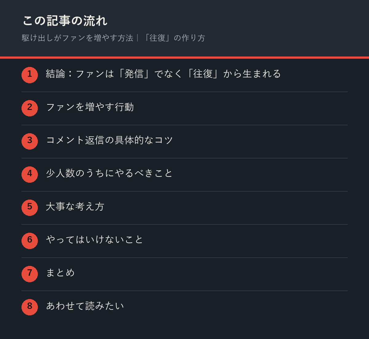 駆け出しがファンを増やす方法|「往復」の作り方の記事の流れを解説した図解
