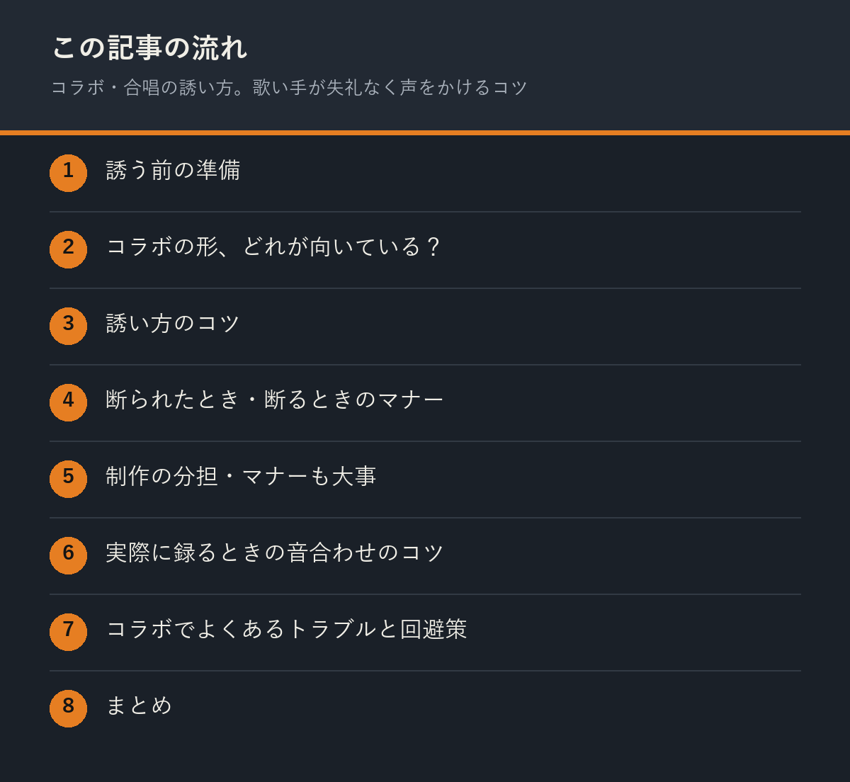 コラボ・合唱の誘い方。歌い手が失礼なく声をかけるコツの記事の流れを解説した図解