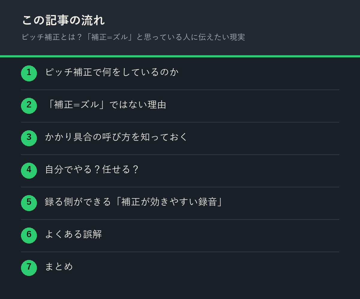 ピッチ補正とは?「補正=ズル」と思っている人に伝えたい現実の記事の流れを解説した図解